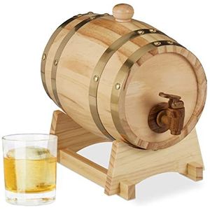 Relaxdays houten vat 1,25 liter - whiskey vat - wijnvat met kraantje - voor likeur - klein