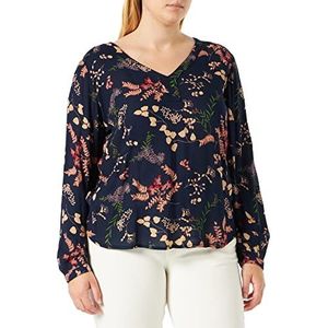 KAFFE Dames Dames Dames V-hals met lange mouwen print Desgn Blouse, Blauw