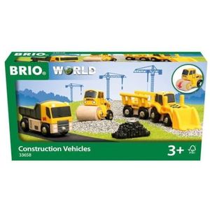 BRIO World 33658 bouwplaatsvoertuigen - aanvulling voor de Brio-houten spoorbaan - aanbevolen vanaf 3 jaar
