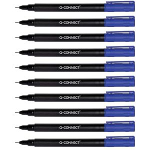 Q-Connect BD CD/DVD Marker, 10 stuks, dikte 0,4 mm, blauw, 10 stuks, waterdicht, voor het beschrijven van glas, kunststof, metaal, porselein, folie, alcohol, niet giftig