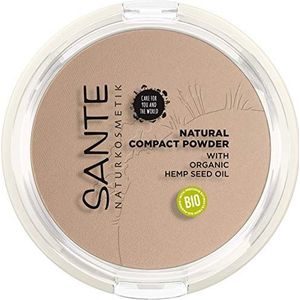 SANTE Naturkosmetik Natural Compact Powder 02 Neutraal Beige, ideaal voor lichte tot gemiddelde huidtinten, mat en stevig, langdurig voor een natuurlijke glans, met biologische hennepzaadolie, veganistisch, 9 g