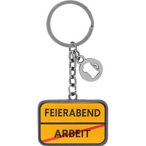 Sleutelhanger met avondmotief: geschenkartikel met spreuk ""Feierabend