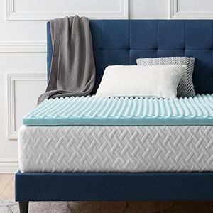 LUCID Topper van traagschuim voor kingsize bed, 150 x 200 cm, eierkist, gelinfusie, 5 cm dik, blauw