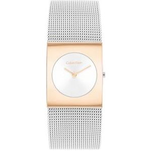 Calvin Klein CK Pulse Collection analoog kwartshorloge voor dames met zilverkleurige roestvrijstalen mesh armband - 25100063, wit, Wit, Minimalist