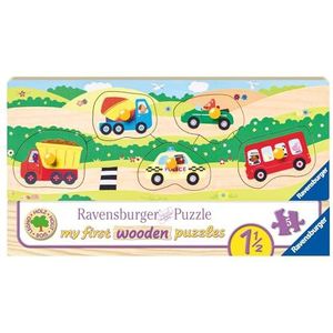 Ravensburger Kinderpuzzel - 03236 allereerste voertuigen - My First wooden puzzel met 5 delen - puzzel voor kinderen vanaf 1,5 jaar - houten puzzel