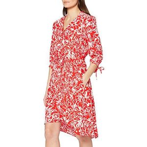 French Connection Fayola Drape Shirt Jurk Casual Jurk Dames, Fiery Red/Sum Wit