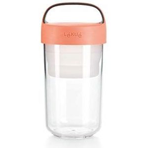 Lékué lunchdoos Jar To Go met vouwbaar compartiment uit Tritan roze 600ml