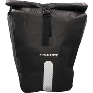 FISCHER Afsluitbare fietstas voor bagagedrager met reflectoren, waterdicht, 23 liter, zwart