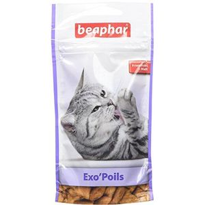 BEAPHAR Exo'Poils mout traktaties voor katten - voedingssupplement - voorkomt de vorming van haarballen en bevordert het darmwelzijn - hersluitbare zak van 35 g