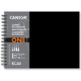 Canson One Art Book Notitieboek, spiraalbinding, fijne korrel, 100 g/m², hardcover, 27,9 x 21,6 cm, wit, 160 vellen