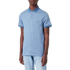Tommy Hilfiger Pretwist poloshirt met mouline-kant, S/S, Blue Coast/Weathered White Mill