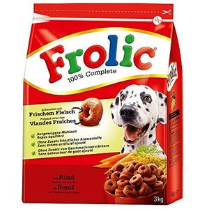 Frolic Droogvoer voor honden met rundvlees, wortelen en granen, 3 zakjes (3 x 3 kg)
