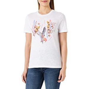 ONLY Onlbone S/S Feather Top Cs Box T-shirt dames, Lichtwit / Detail: veren en bloemen