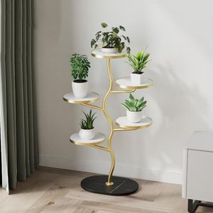 Zstar Metalen plantenstandaard, plantenrek met meerdere niveaus, plantentrap, in elkaar grijpend takdesign, hoog rek voor binnen, woonkamer