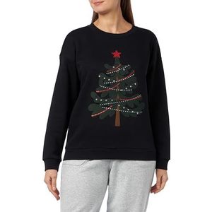 Vila Viholy Christmas L/S Sweatshirt Top Trainingspak voor dames, Zwart/bedrukt: kerstboom met glitters