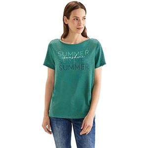 Street One A320187 Wording dames T-shirt met korte mouwen, Lagoon groen