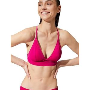 Koton Bralette Criss Cross Tie Triangle Bikini Top Swim Wear, Fushia (340), 34