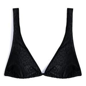 Koton Haut de bikini triangle épais à bretelles florales tissées pour femme, Noir (999), 34