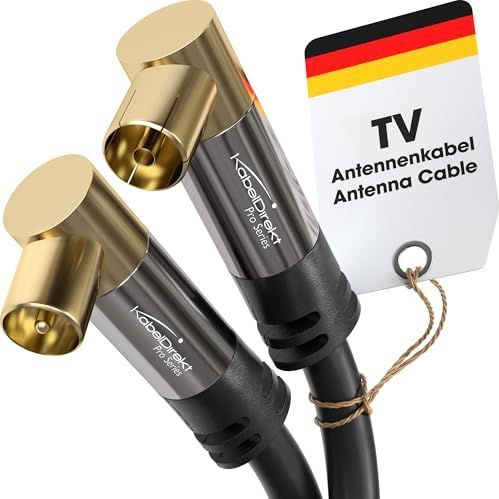 KabelDirekt 90 graden hoek, antennekabel, TV-kabel, coaxkabel - 8K - 5m (hoekstekker > kruiskoppeling radio / DAB, 4K, Sky TV, DVB-C, DVB-T, DVB-S/DVB-S2)