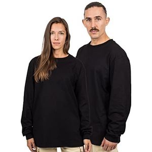 Blackskies Oversized Longsleeve Basic T-Shirt | Streetwear Luxe Lange Mouw Tee Mannen Vrouwen Pullover Sweatshirt Trui, zwart