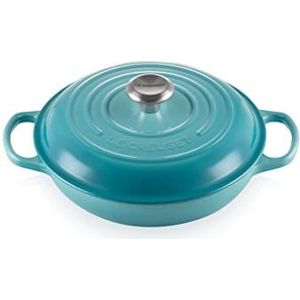 Le Creuset Signature kookpan van geëmailleerd gietijzer, rond, Ø 26 cm, 2 l, 4,205 kg, Caribisch blauw, 21180261702430