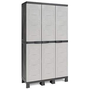 Toomax ART207BK hoge kast met 3 deuren + 4 planken + bezemhouder, Ambition Line S, zwart/taupe