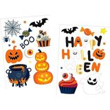 Folat 23867 23867-Happy Booo raamsticker spook, pompoen, kat, heks, vleermuis, zwart, oranje, goud, voor Halloween, kinderfeest, meerkleurig