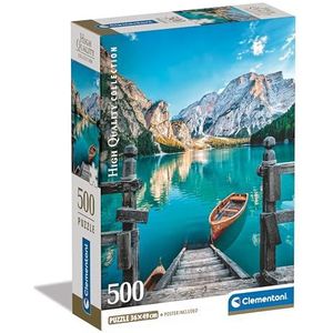 Clementoni Jigsaw Braies Lake Collection - 500 stukjes - poster inbegrepen, puzzel voor volwassenen van 14 tot 99 jaar, cadeau voor mannen/vrouwen, Italiaans landschap, gemaakt in Italië, 35538,