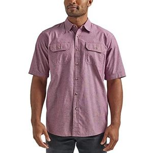 Wrangler Authentics Tawny Port Chambray, klassiek, geweven, korte mouwen, knoopsluiting, maat XXL