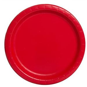 Unique Party - borden van milieuvriendelijk karton, 23 cm, kleur: rood, 16 stuks, 31453EU, rood