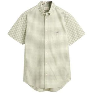 GANT Reg Poplin Gingham Ss Shirt met korte mouwen Gingham Poplin Regular Heren, Melkachtige matcha