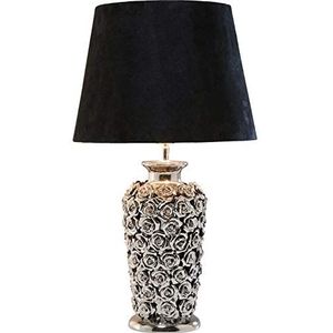 Kare Tafellamp design roze zilver zwart keramische voet met rozenblaadjes decoratieve lamp lamp niet inbegrepen 59 x 34 x 34 cm