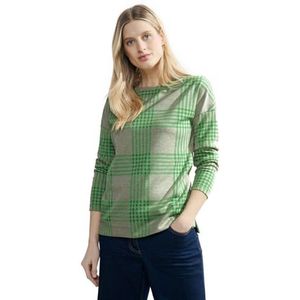 Cecil T-shirt à carreaux à manches longues pour femme, Celery Green, XS