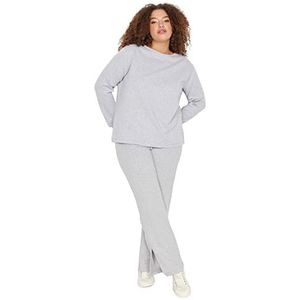 TRENDYOL Ensemble pyjama grande taille - Gris - Uni, gris, 4XL grande taille