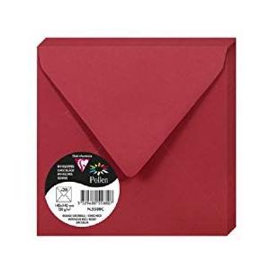 Clairefontaine 5588C, verpakking met 20 enveloppen, vierkant, 14 x 14 cm, 120 g/m², kleur: rood, uitnodiging voor evenementen en overeenkomst, Pollen-serie, glad papier van hoge kwaliteit