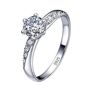 Modieuze zilveren ring met diamanten ingelegde diamanten voor dames en meisjes, ideaal cadeau, Metaal, Diamant