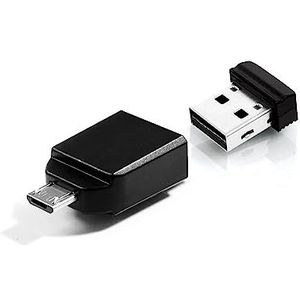 Verbatim Nano 49822 USB 2.0 Drive 32GB geheugenstick met Micro B adapter voor tablets en smartphones met USB OTG On-The-Go zwart
