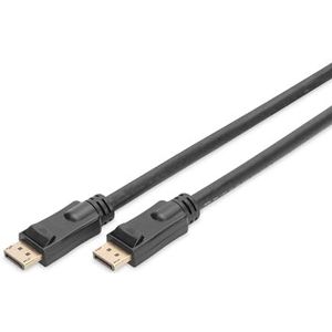 DIGITUS DisplayPort DP verbindingskabel M/amp St/St UHD 4K DP 1.2 CE zwart/goud 15m