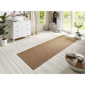 BT Carpet Tapijtloper plat geweven tapijt natuur 600 bruin, 80x250 cm voor binnen en buiten (100% polypropyleen, UV- en vochtbestendig, geschikt voor vloerverwarming)