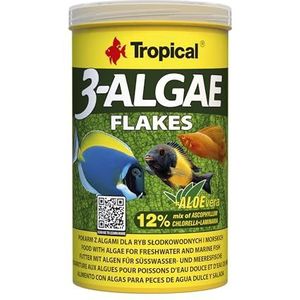 TROPICAL 3-Algae Flakes Voeding Voor Aquaria, 1000 Ml