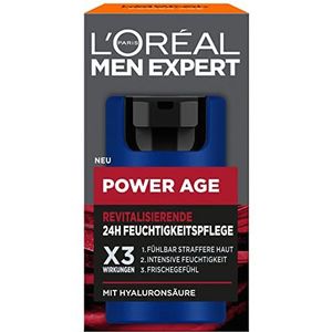 L'Oréal Men Expert Anti-rimpel gezichtsverzorging voor mannen, anti-aging vochtinbrengende crème voor vermoeide en matte huid, gezichtscrème voor mannen met hyaluronzuur, Power Age, 1 x 50 ml