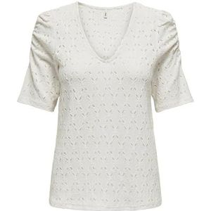 ONLY T-shirt bouffant JRS rose Onlrosa S/S à col en V pour femme, Blanc., S