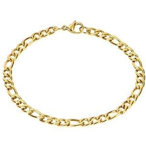 Flintronic Figaro Roestvrijstalen armband, pantserketting, armband voor mannen en vrouwen, hypoallergeen sieraad, 21 cm lengte/6 mm breed, goud/zilver, 21 cm