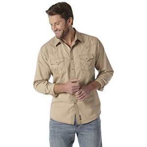 Wrangler Retro Two Pocket Lange Mouw Snap Shirt Heren Shirt, Lichtbruin