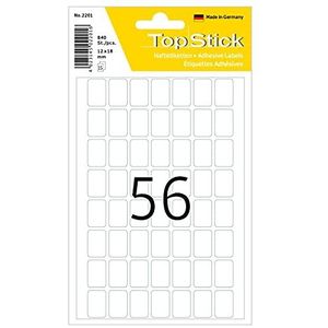 TopStick 2201 840 multifunctionele etiketten 12 x 18 mm, 56 etiketten per vel, zelfklevend, mat, blanco papier wit