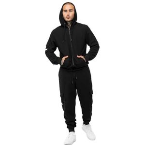 Lonsdale Survêtement à capuche pour homme, coupe régulière, noir, blanc, taille L, 117601, Noir/blanc, L