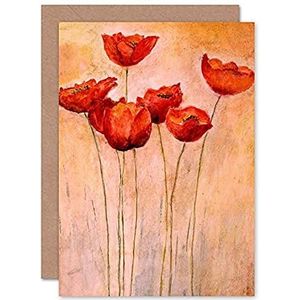Fine Art Prints CPDT0004 wenskaart met envelop rode klaprozen