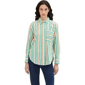 TOM TAILOR Dames 1034784 Blouse met borstzak, 31120 - Multicolor verticale streep