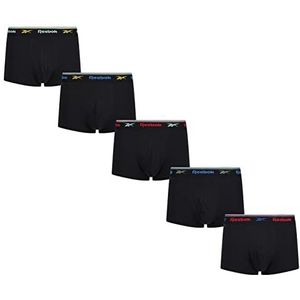 Reebok Set van 5 boxershorts met logo voor heren, zwart, L, zwart.