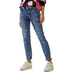 Street One A376781 Jeans in used look voor dames, Mid Indigo Destroy Wash